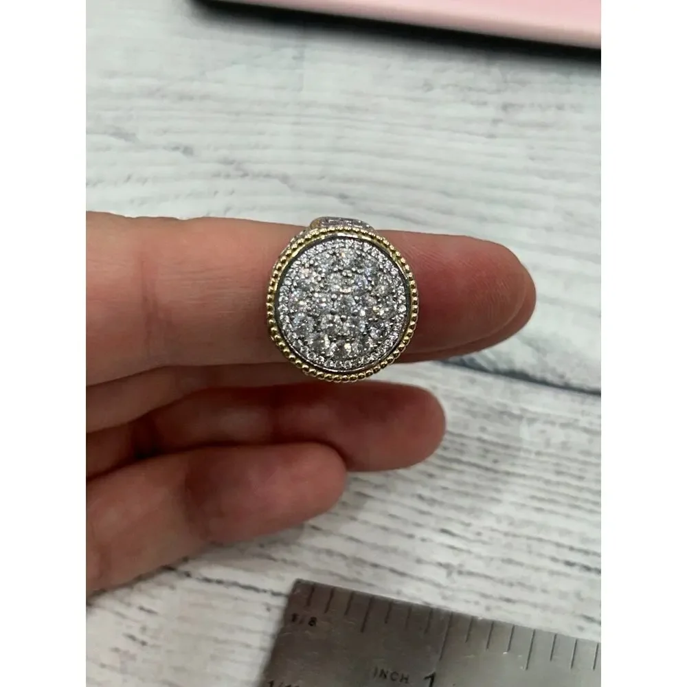 YGI Silver & Gold Cubic Zirconia Rhodium Round Sterling Silver 925 Ring Size 7.5